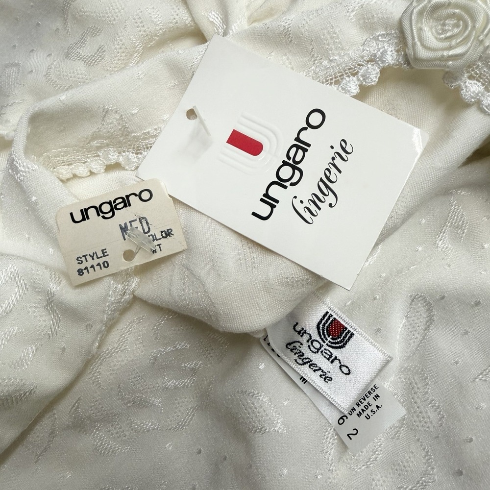 Vintage Ungaro Lingerie Bodysuit NWT NOS White Floral Size Medium Fits Small - Picture 5 of 5
